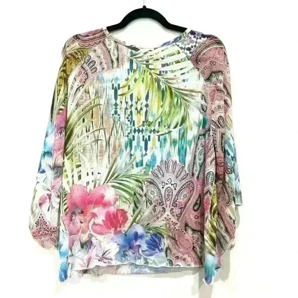 Chico’s Tropical Print Blouse Size 3 - Picture 8 of 8